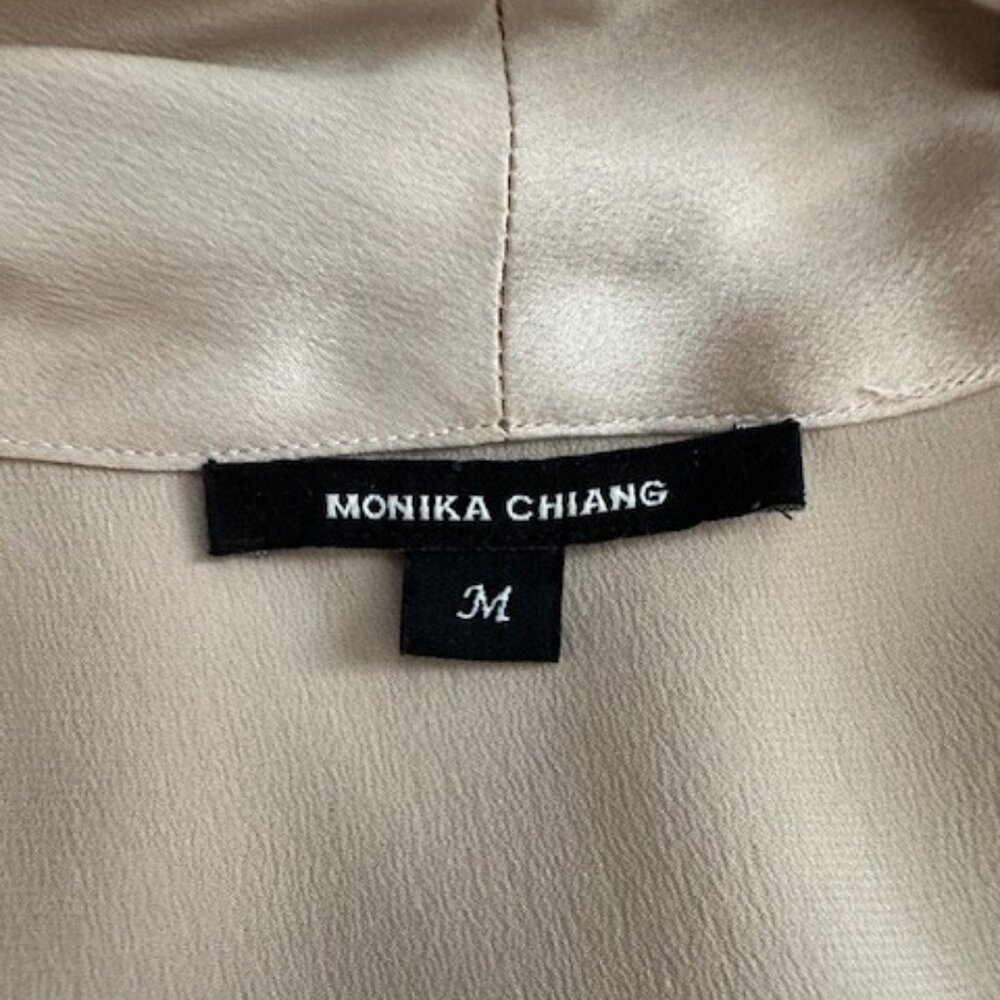 Monika Chiang Sleeveless Champagne Silk Wrap Bubble Top - Size Medium - Picture 5 of 6
